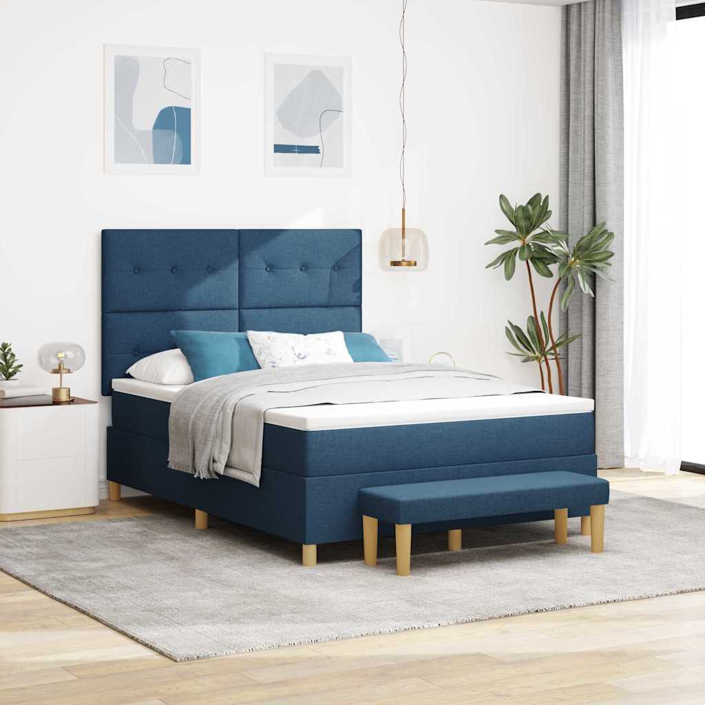 Letto a molle con materasso Blu 140 x 200 cm Tessuto