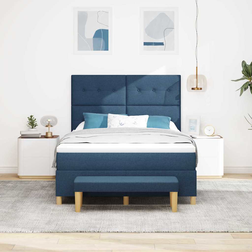 Letto a molle con materasso Blu 140 x 200 cm Tessuto