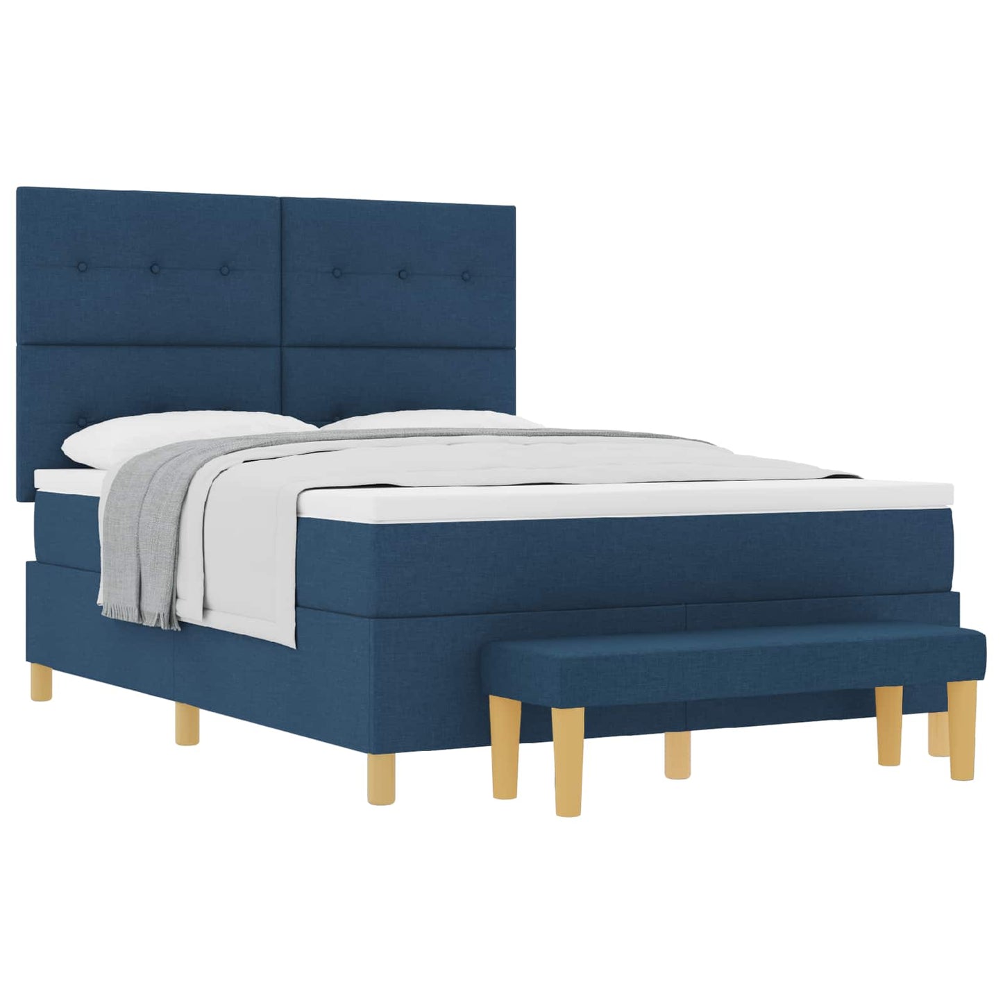 Letto a molle con materasso Blu 140 x 200 cm Tessuto