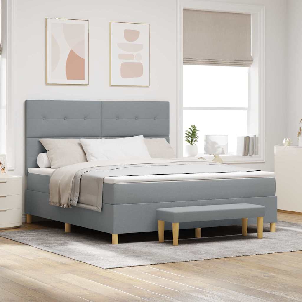 Letto a molle con materasso Grigio chiaro 180 x 200 cm Tessuto