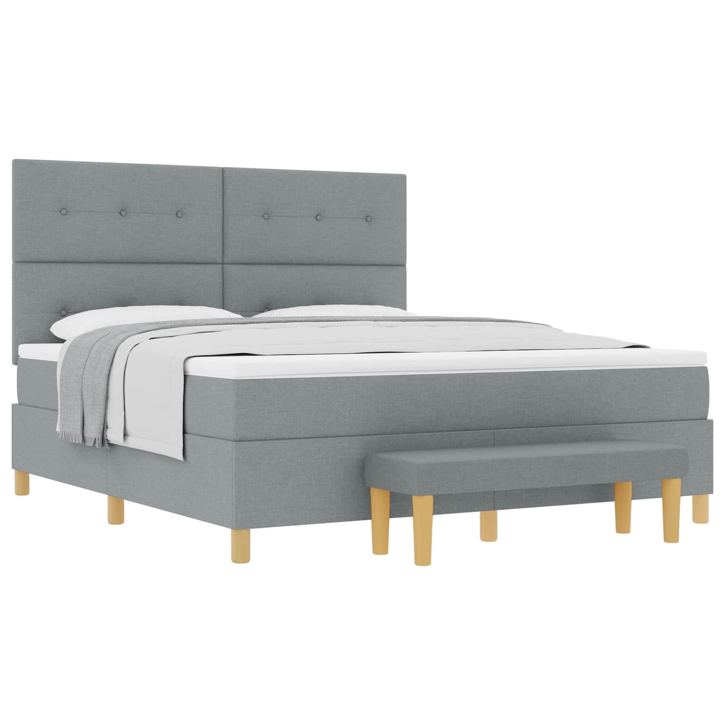 Letto a molle con materasso Grigio chiaro 180 x 200 cm Tessuto