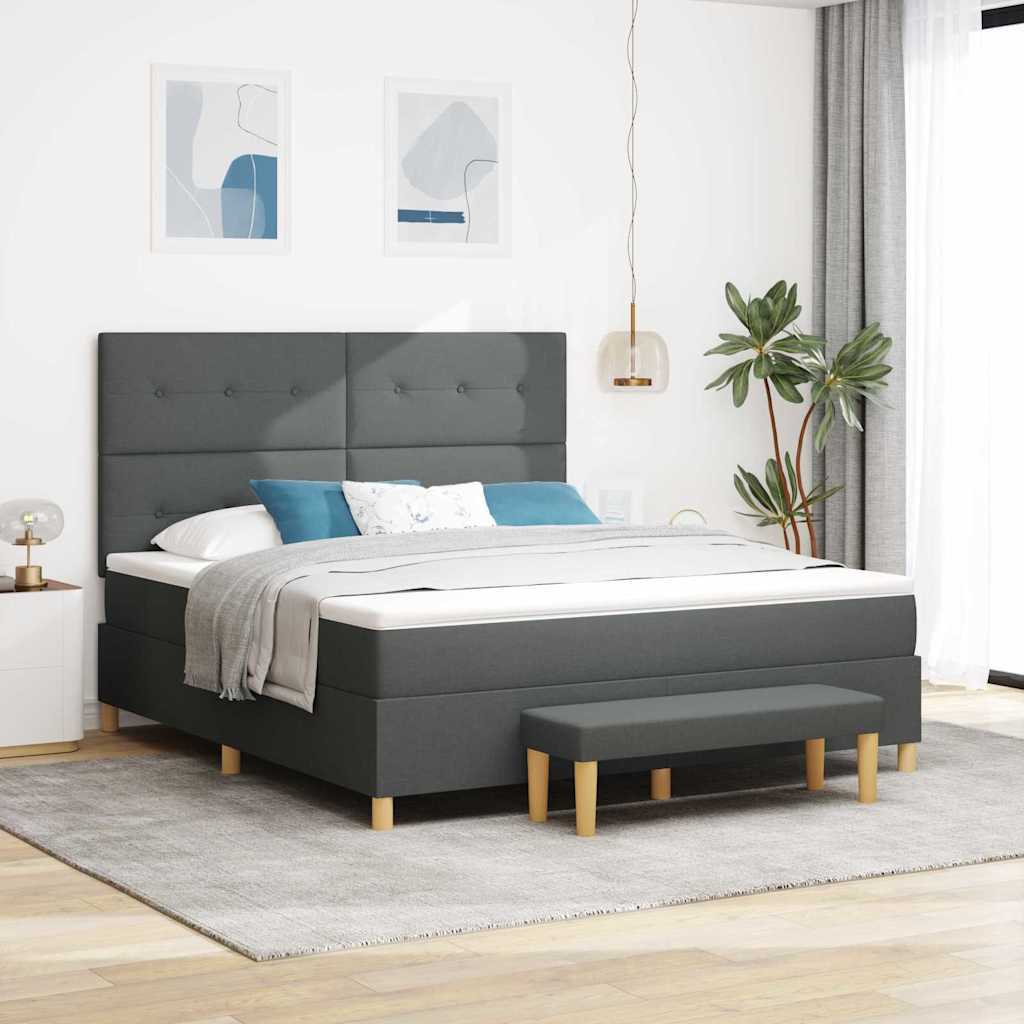 Letto a molle con materasso Grigio scuro 180 x 200 cm Tessuto