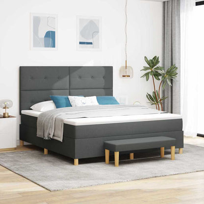 Letto a molle con materasso Grigio scuro 180 x 200 cm Tessuto