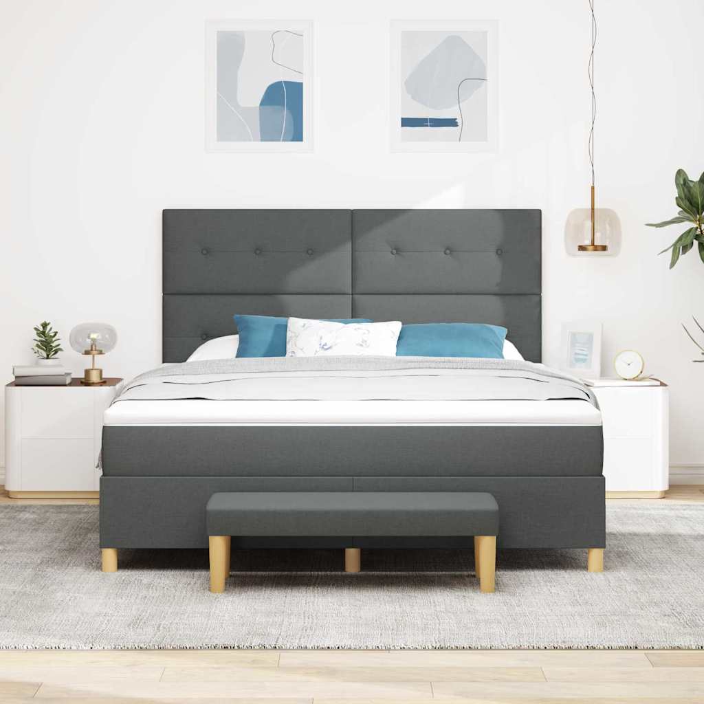 Letto a molle con materasso Grigio scuro 180 x 200 cm Tessuto