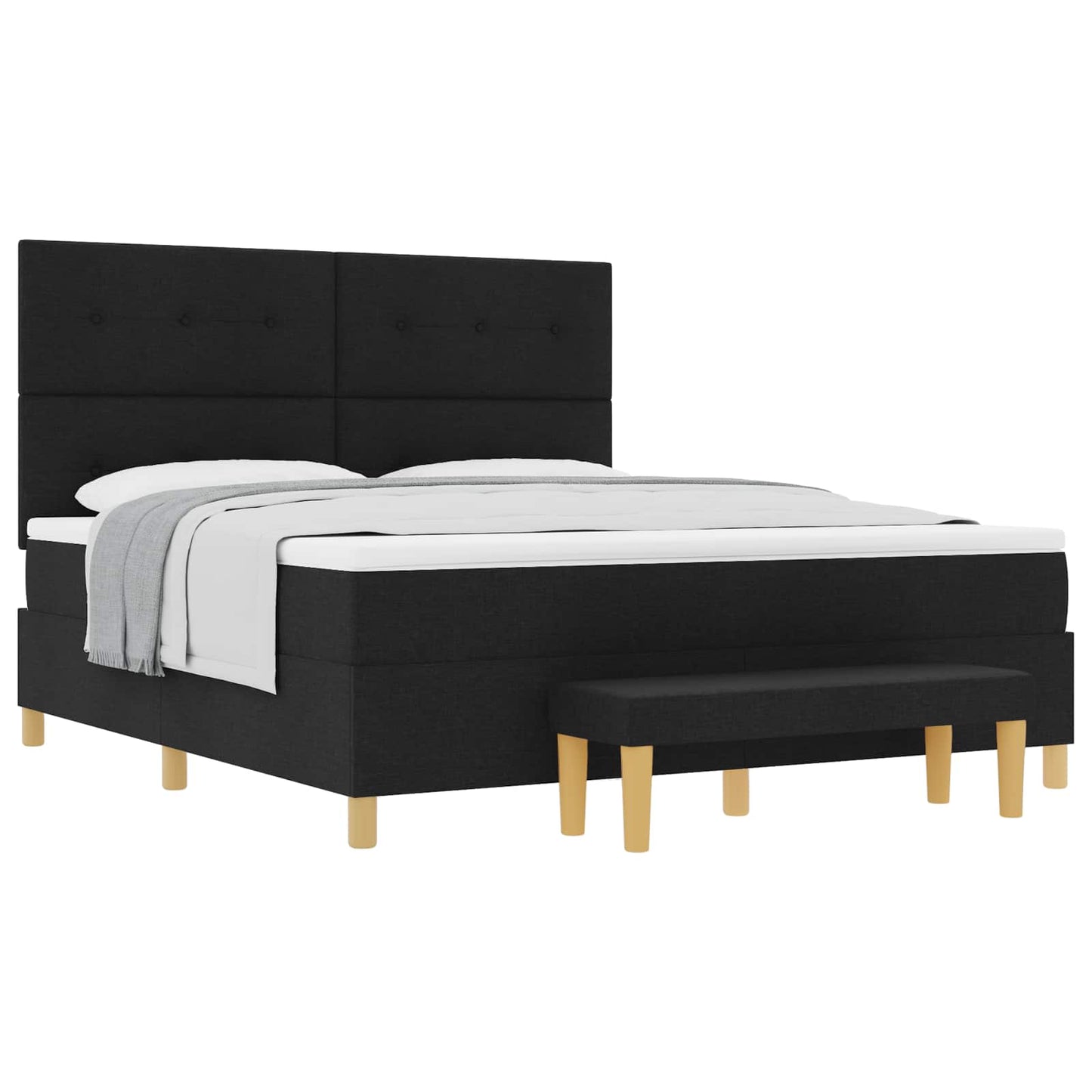 Letto a molle con materasso Nero 180 x 200 cm Tessuto