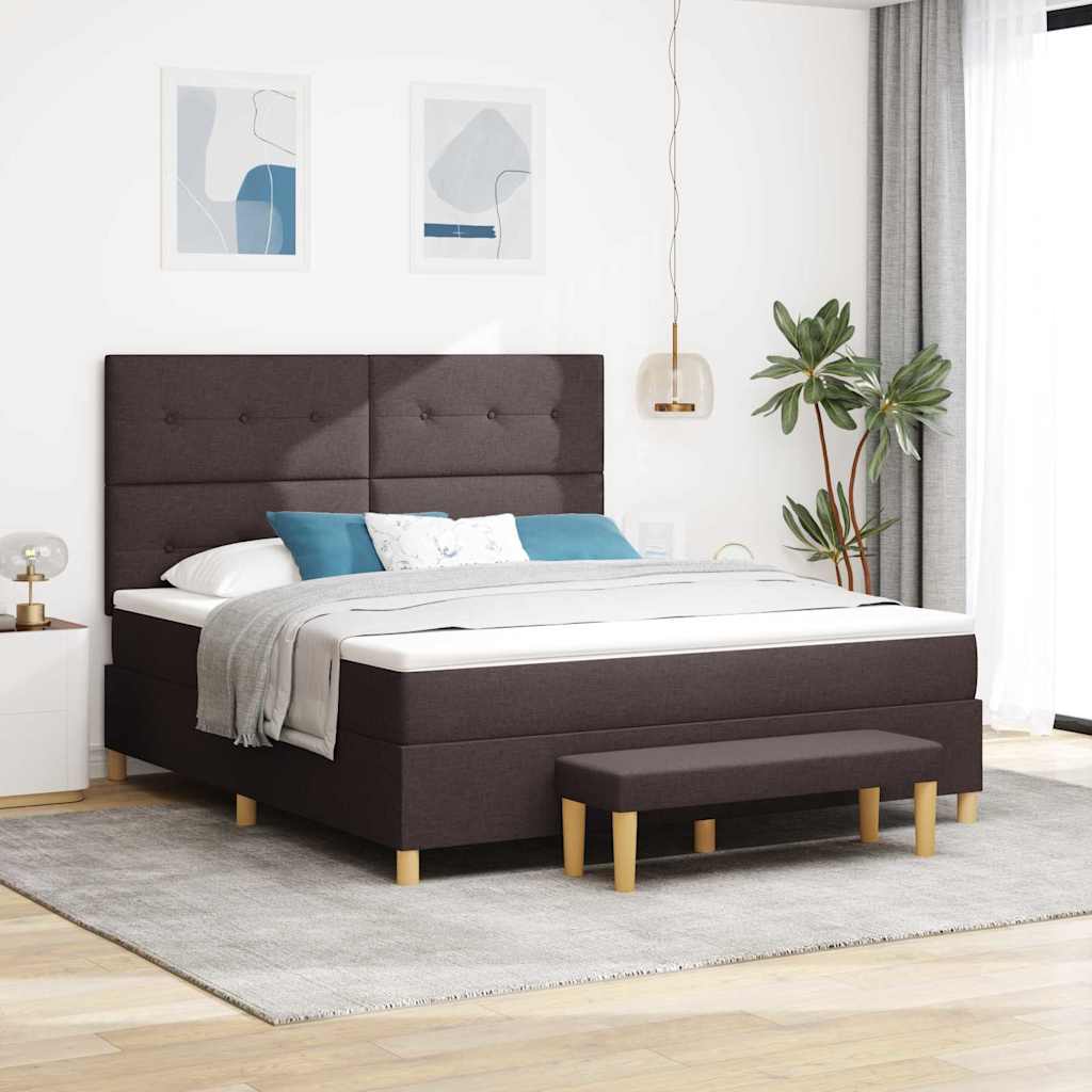 Letto a molle con materasso Marrone Scuro 180 x 200 cm Tessuto