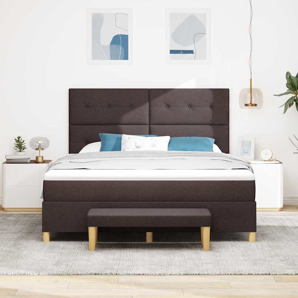 Letto a molle con materasso Marrone Scuro 180 x 200 cm Tessuto
