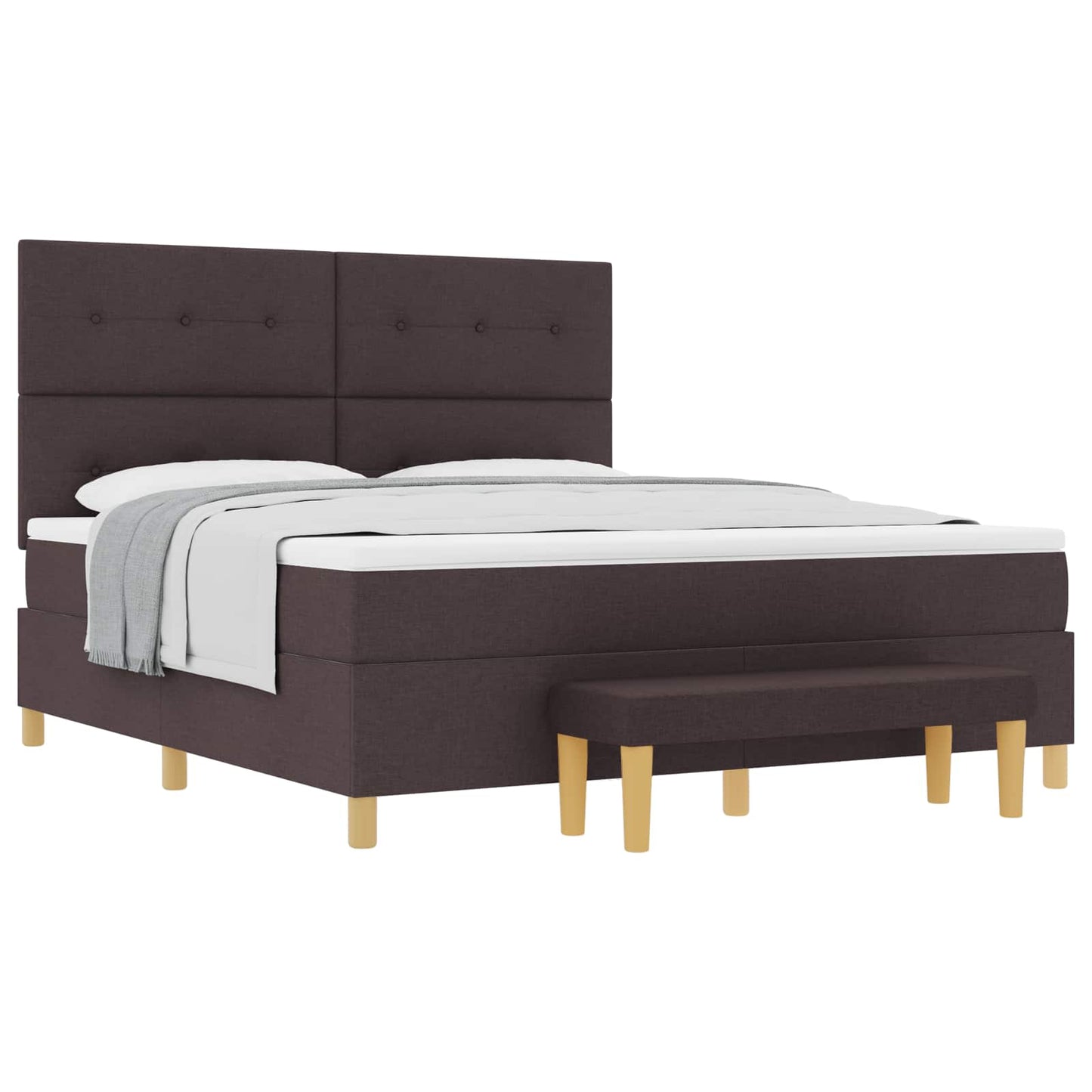 Letto a molle con materasso Marrone Scuro 180 x 200 cm Tessuto
