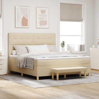 Letto a molle con materasso Crema 180 x 200 cm Tessuto