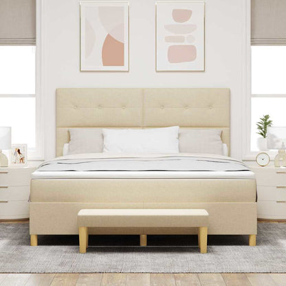 Letto a molle con materasso Crema 180 x 200 cm Tessuto
