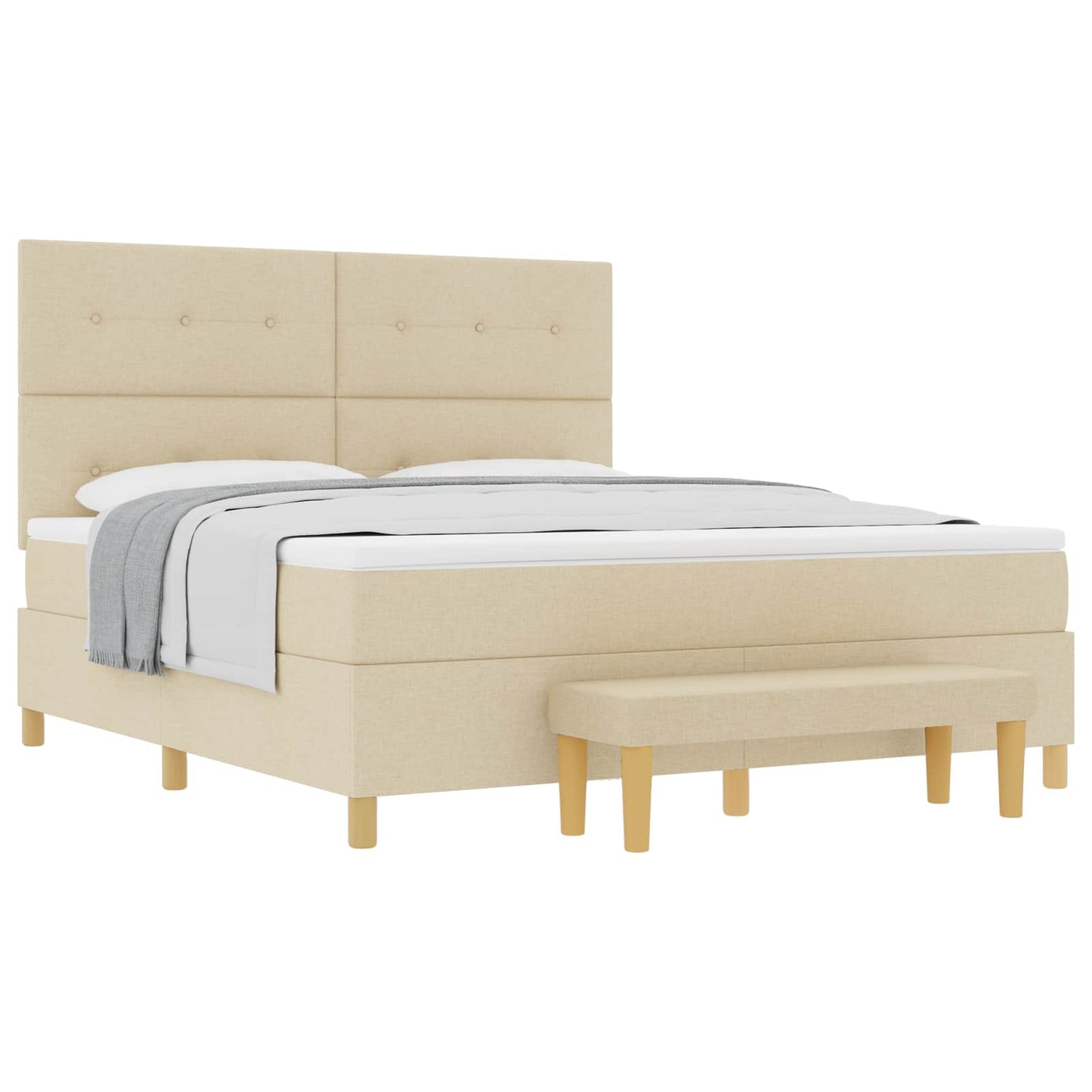 Letto a molle con materasso Crema 180 x 200 cm Tessuto