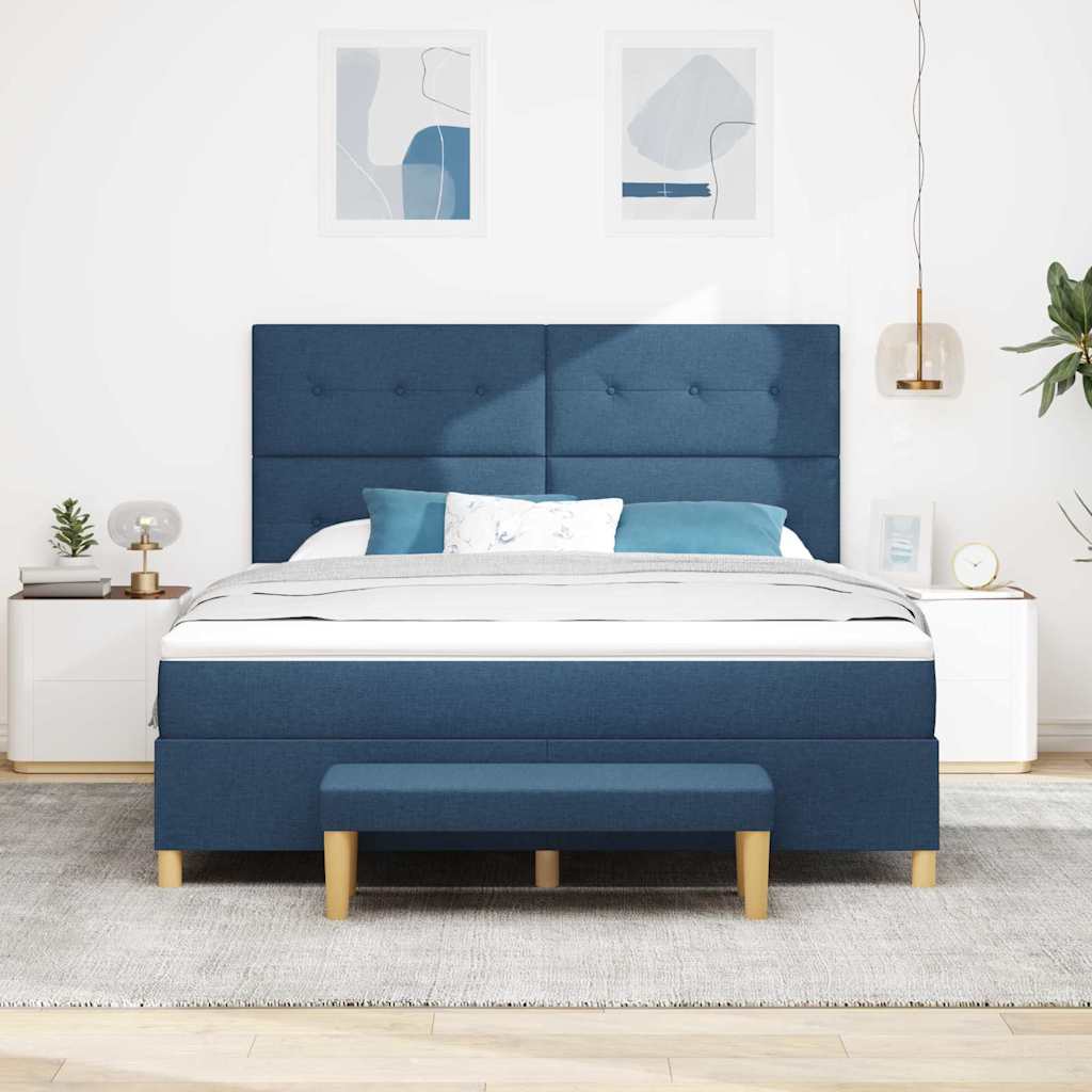 Letto a molle con materasso Blu 180 x 200 cm Tessuto