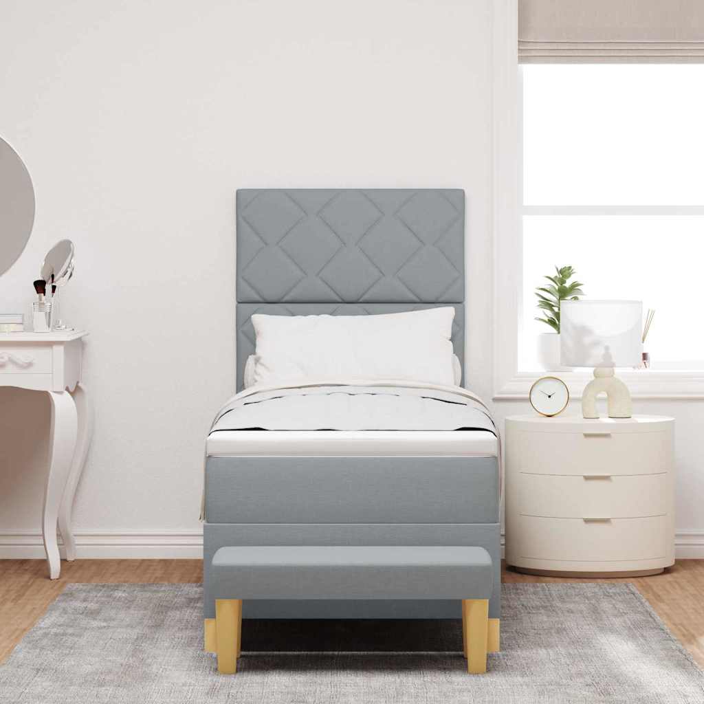 Letto a molle con materasso Grigio chiaro 80 x 200 cm Tessuto