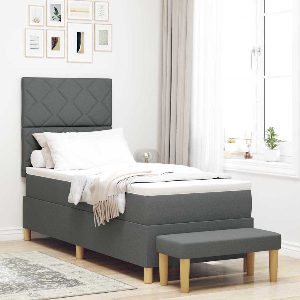 Letto a molle con materasso Grigio scuro 80 x 200 cm Tessuto