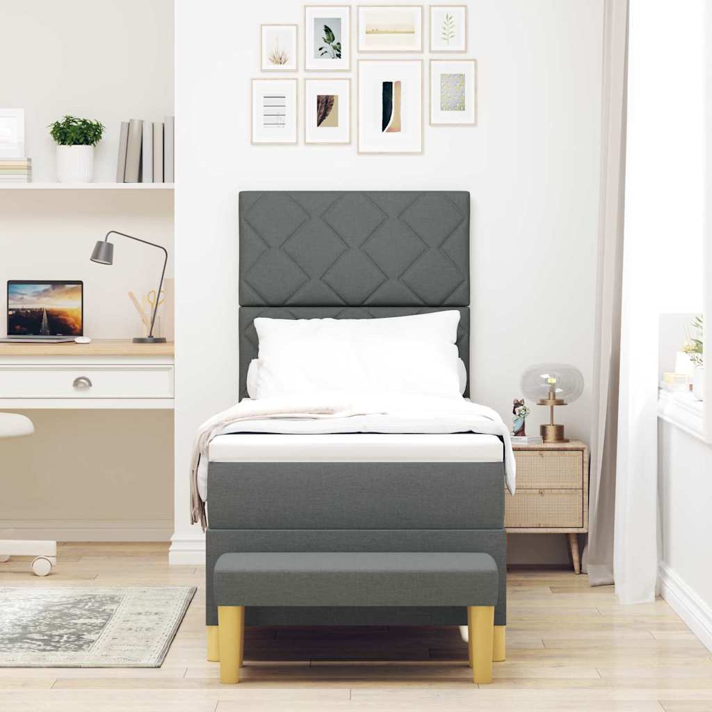 Letto a molle con materasso Grigio scuro 80 x 200 cm Tessuto