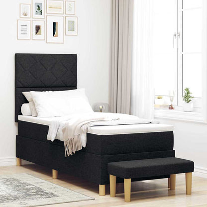 Letto a molle con materasso Nero 80 x 200 cm Tessuto