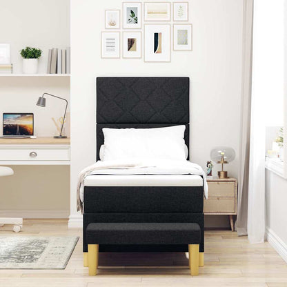 Letto a molle con materasso Nero 80 x 200 cm Tessuto