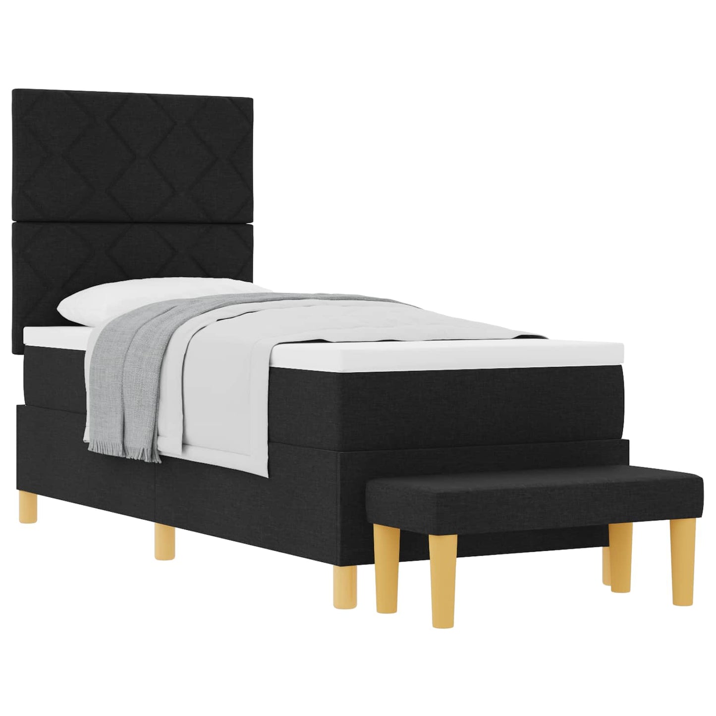 Letto a molle con materasso Nero 80 x 200 cm Tessuto