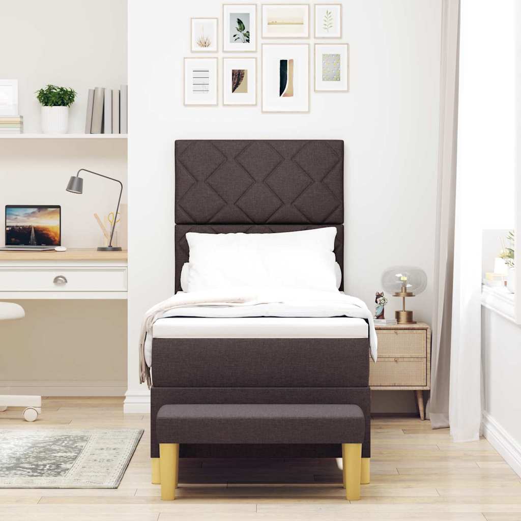 Letto a molle con materasso Marrone Scuro 80 x 200 cm Tessuto