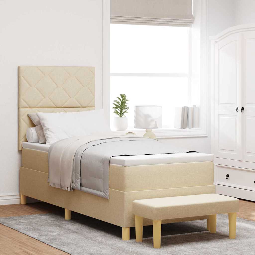 Letto a molle con materasso Crema 80 x 200 cm Tessuto