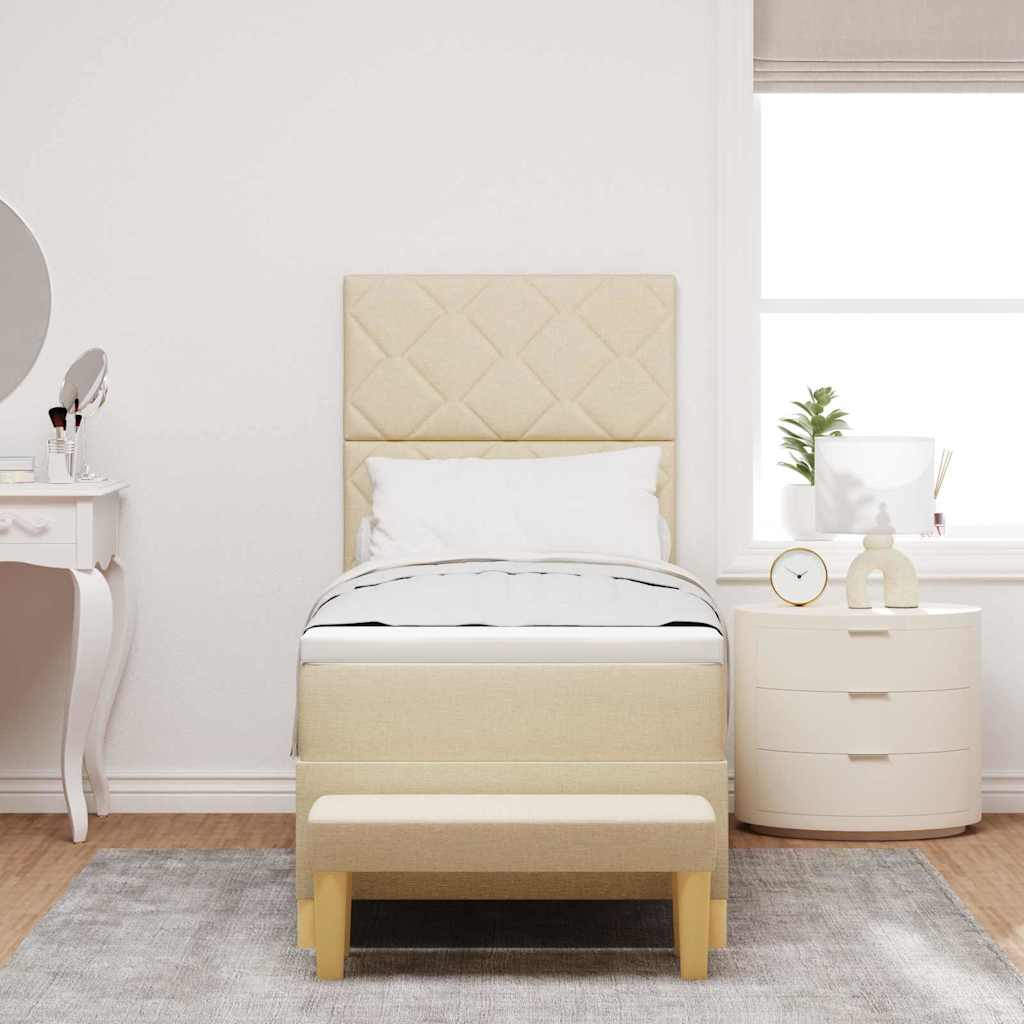 Letto a molle con materasso Crema 80 x 200 cm Tessuto