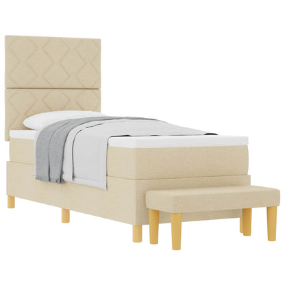 Letto a molle con materasso Crema 80 x 200 cm Tessuto