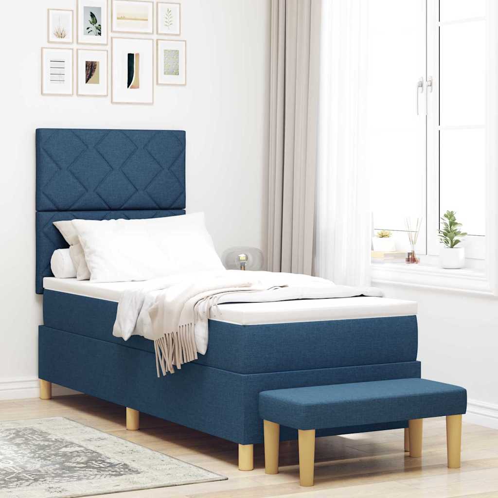 Letto a molle con materasso Blu 80 x 200 cm Tessuto