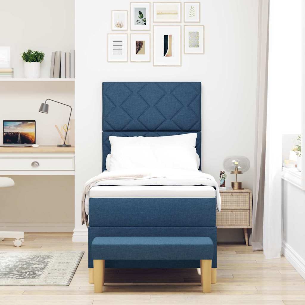 Letto a molle con materasso Blu 80 x 200 cm Tessuto