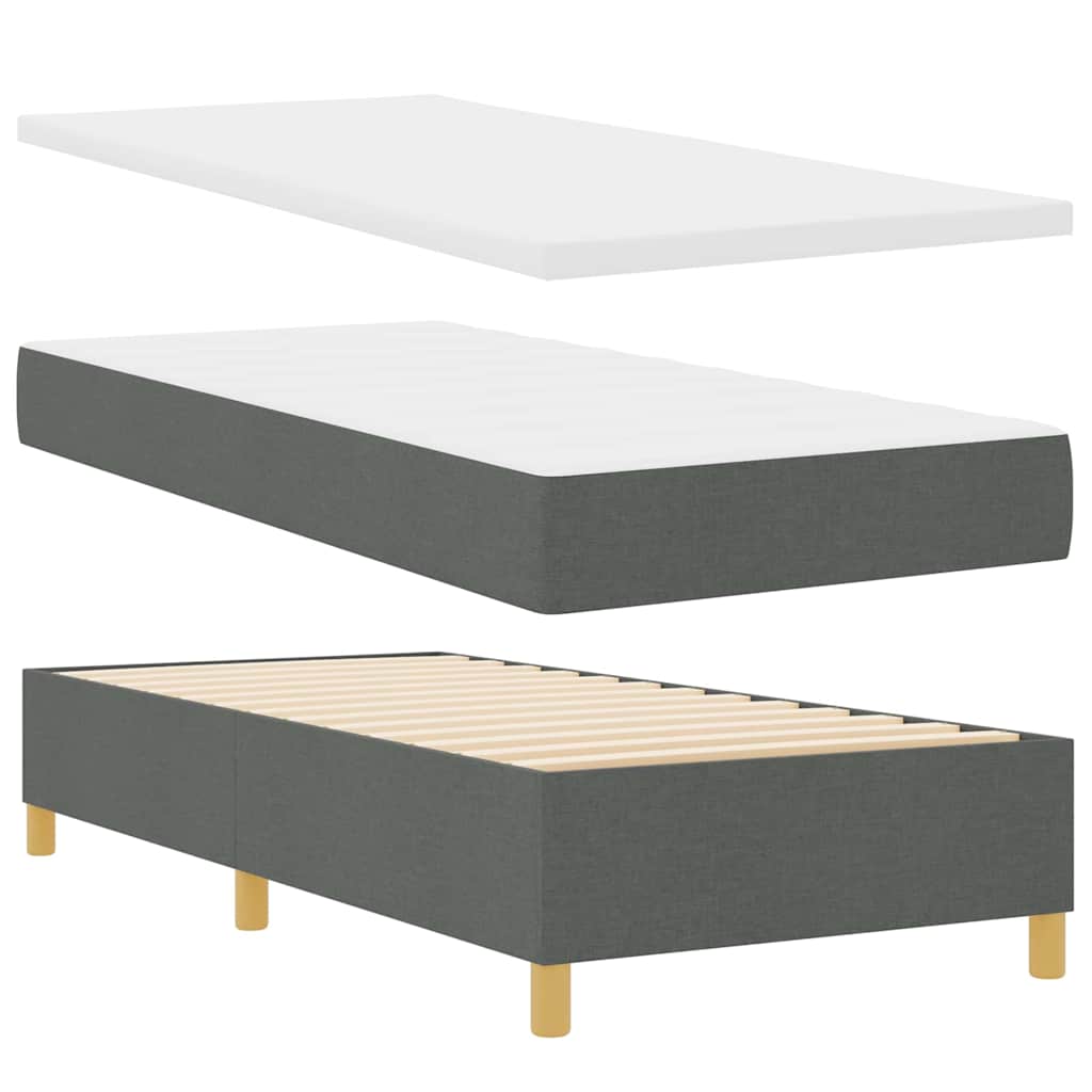 Letto a molle con materasso Grigio scuro 100 x 200 cm Tessuto
