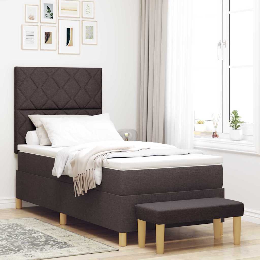 Letto a molle con materasso Marrone Scuro 100 x 200 cm Tessuto