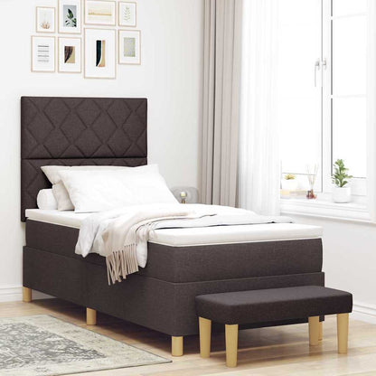Letto a molle con materasso Marrone Scuro 100 x 200 cm Tessuto