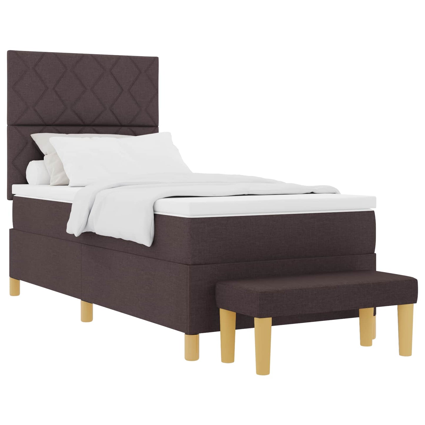 Letto a molle con materasso Marrone Scuro 100 x 200 cm Tessuto