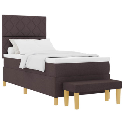 Letto a molle con materasso Marrone Scuro 100 x 200 cm Tessuto