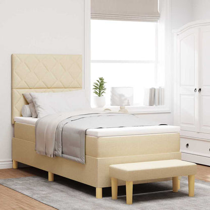 Letto a molle con materasso Crema 100 x 200 cm Tessuto