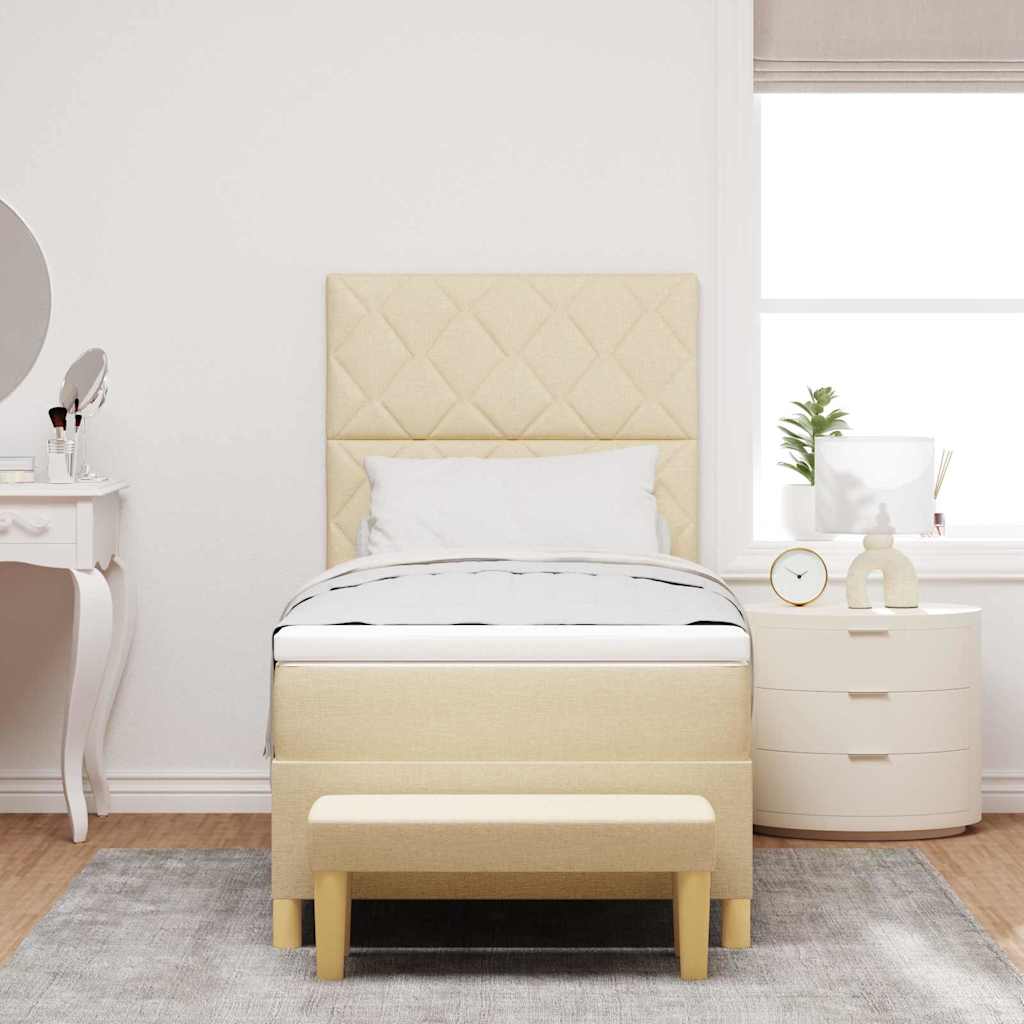Letto a molle con materasso Crema 100 x 200 cm Tessuto