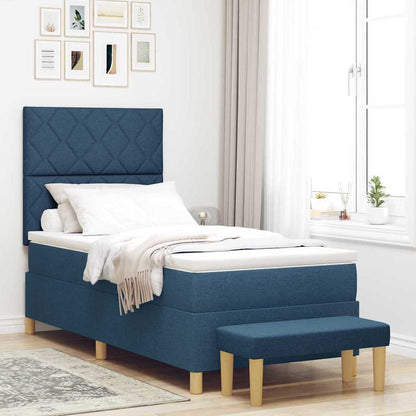 Letto a molle con materasso Blu 100 x 200 cm Tessuto