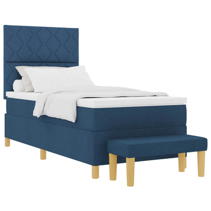 Letto a molle con materasso Blu 100 x 200 cm Tessuto