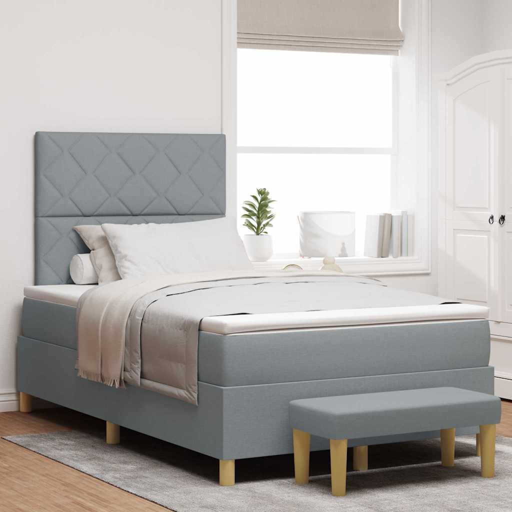 Letto a molle con materasso Grigio chiaro 120 x 190 cm Tessuto