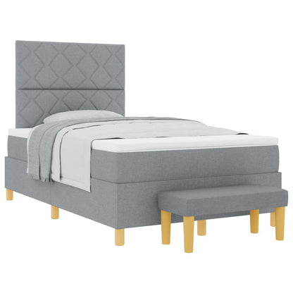 Letto a molle con materasso Grigio chiaro 120 x 190 cm Tessuto