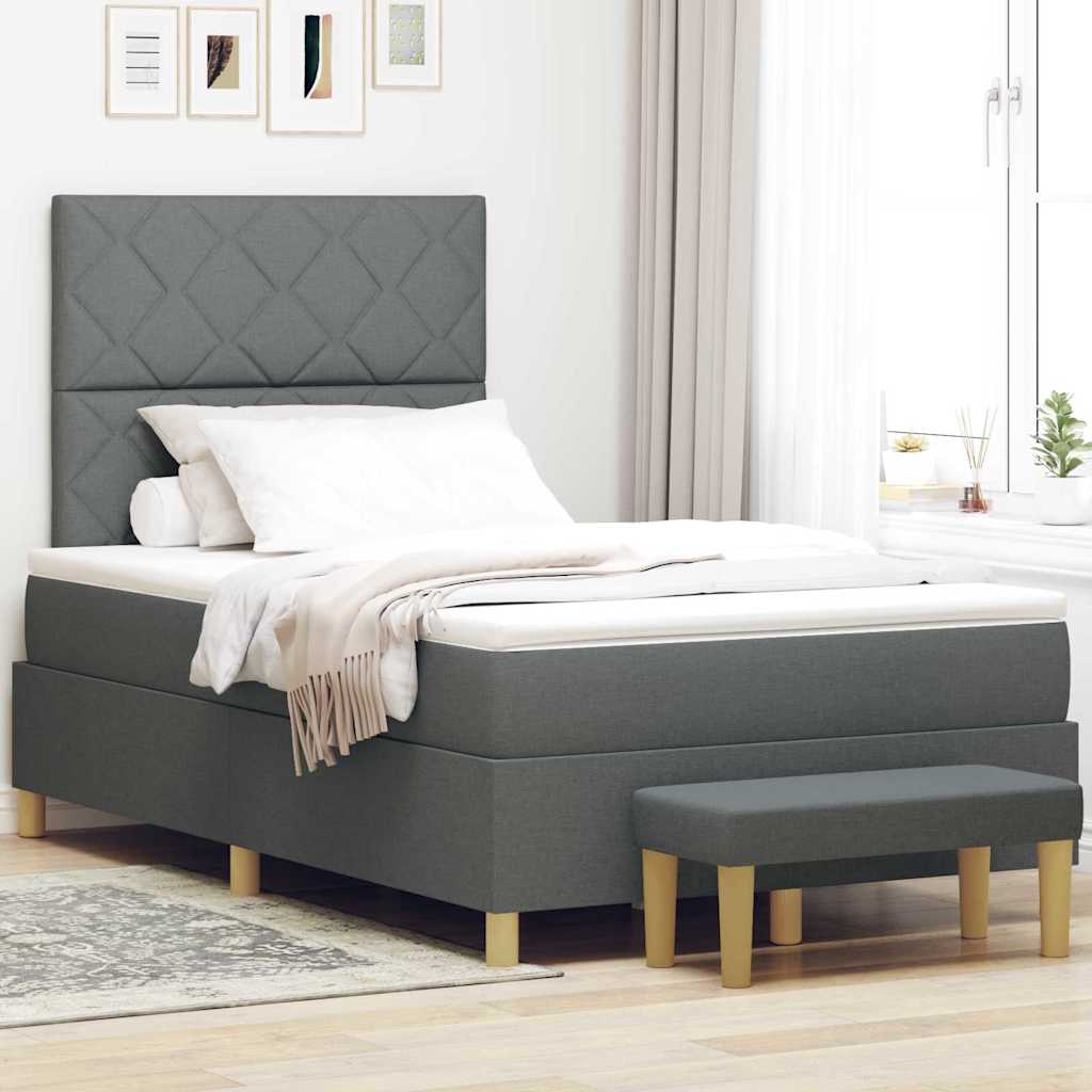 Letto a molle con materasso Grigio scuro 120 x 190 cm Tessuto
