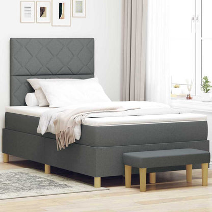 Letto a molle con materasso Grigio scuro 120 x 190 cm Tessuto