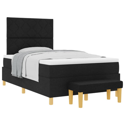 Letto a molle con materasso Nero 120 x 190 cm Tessuto