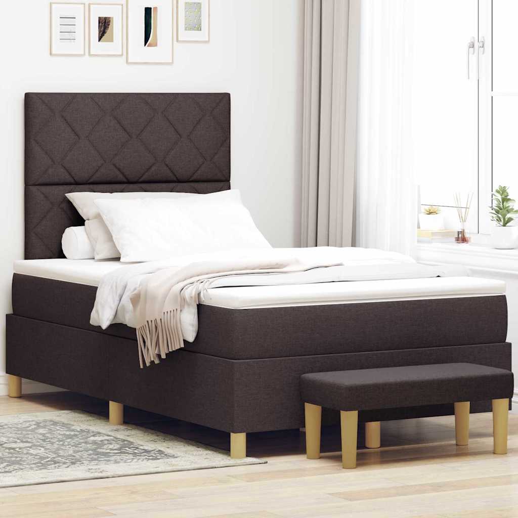 Letto a molle con materasso Marrone Scuro 120 x 190 cm Tessuto