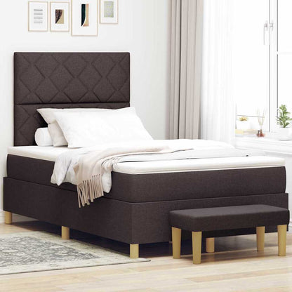 Letto a molle con materasso Marrone Scuro 120 x 190 cm Tessuto