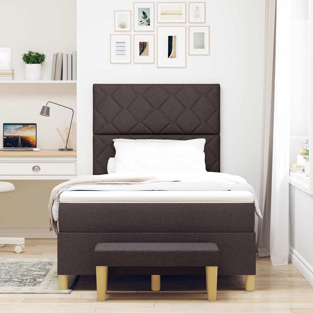 Letto a molle con materasso Marrone Scuro 120 x 190 cm Tessuto