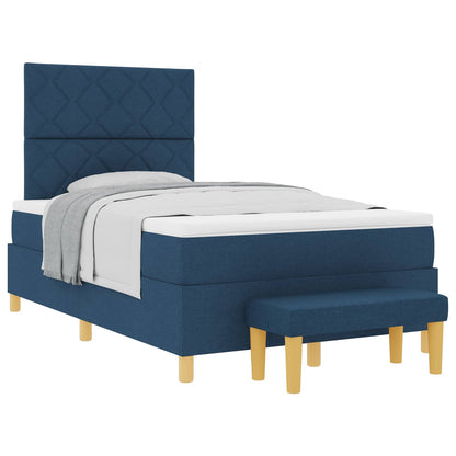 Letto a molle con materasso Blu 120 x 190 cm Tessuto
