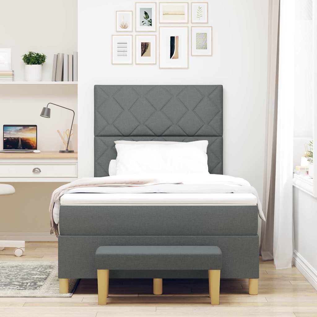 Letto a molle con materasso Grigio scuro 120 x 200 cm Tessuto