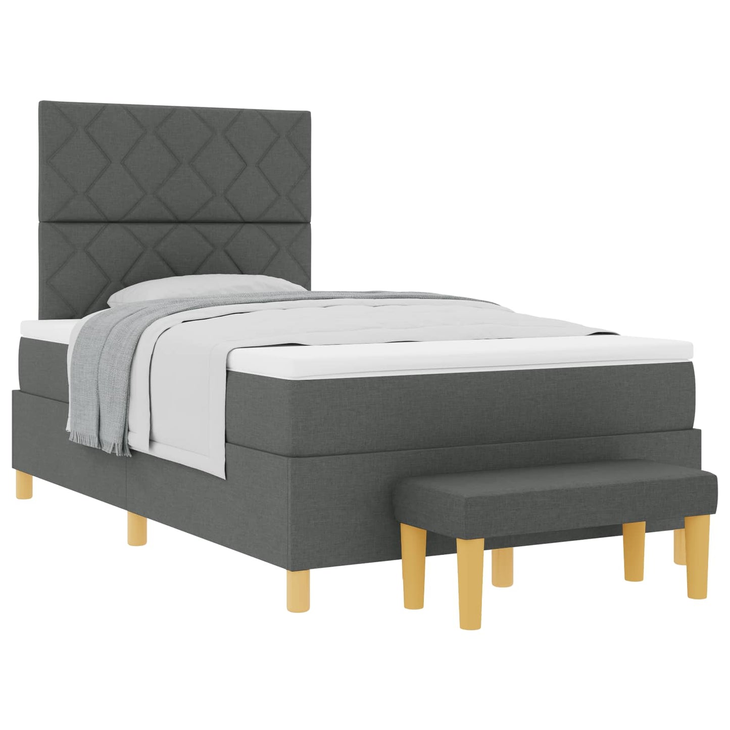 Letto a molle con materasso Grigio scuro 120 x 200 cm Tessuto