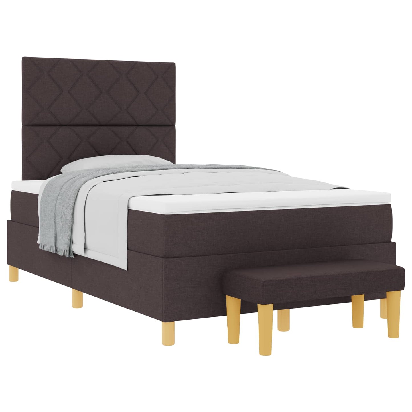 Letto a molle con materasso Marrone Scuro 120 x 200 cm Tessuto