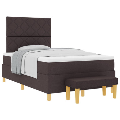 Letto a molle con materasso Marrone Scuro 120 x 200 cm Tessuto